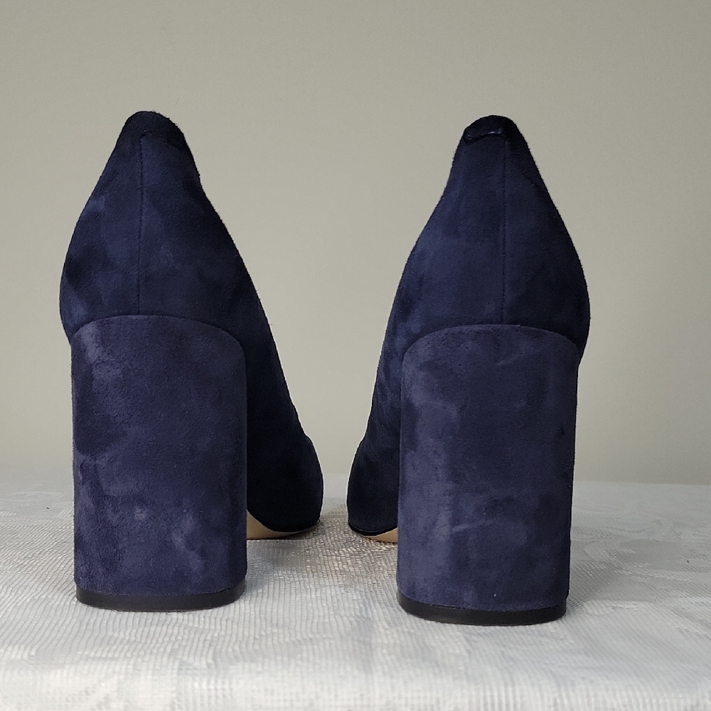 Nine West Navy Blue Suede Block Heels LIKE NEW Size 8.5 - Picture 11 of 11